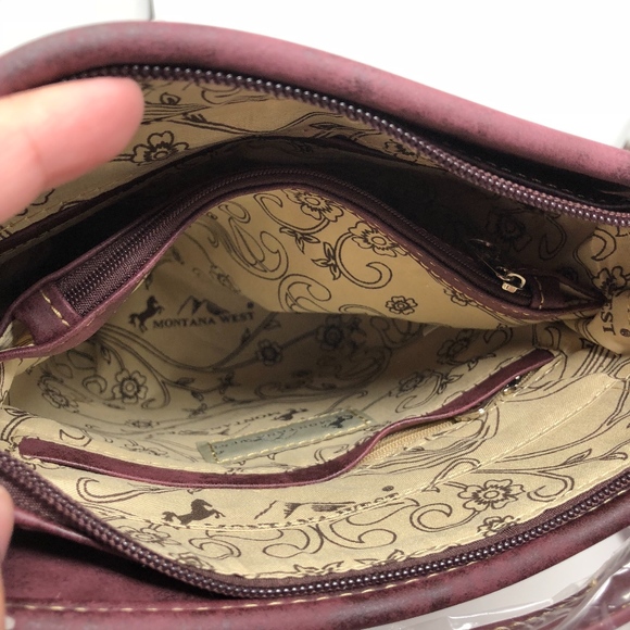 Montana West Concho Bucket Shape Crossbody Red - Picture 8 of 8